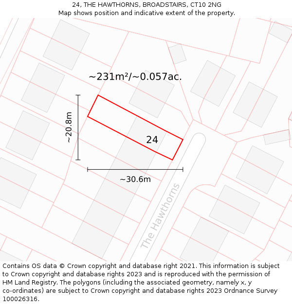 24, THE HAWTHORNS, BROADSTAIRS, CT10 2NG: Plot and title map