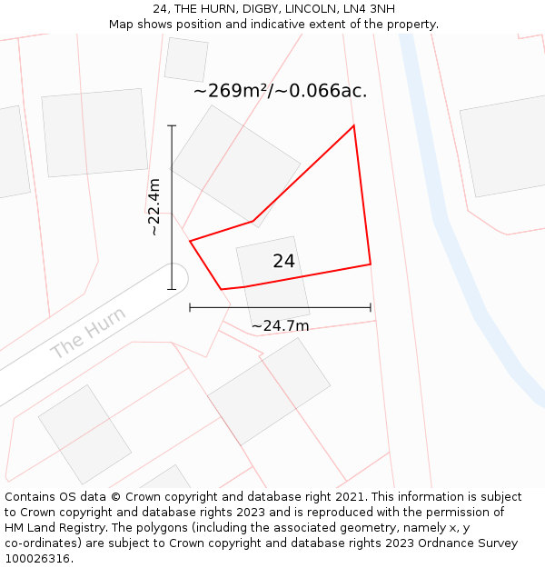 24, THE HURN, DIGBY, LINCOLN, LN4 3NH: Plot and title map