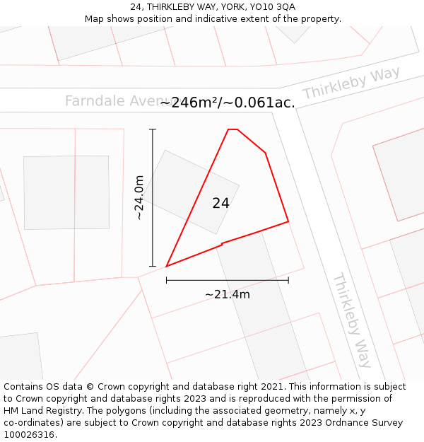 24, THIRKLEBY WAY, YORK, YO10 3QA: Plot and title map