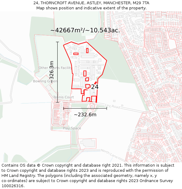 24, THORNCROFT AVENUE, ASTLEY, MANCHESTER, M29 7TA: Plot and title map