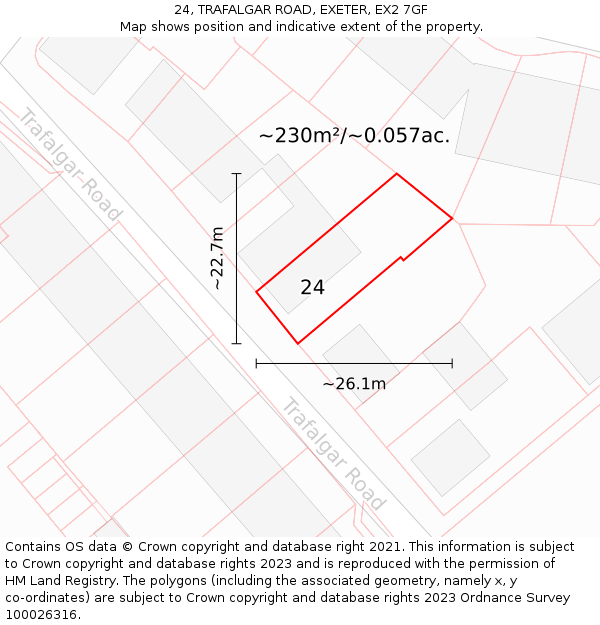 24, TRAFALGAR ROAD, EXETER, EX2 7GF: Plot and title map