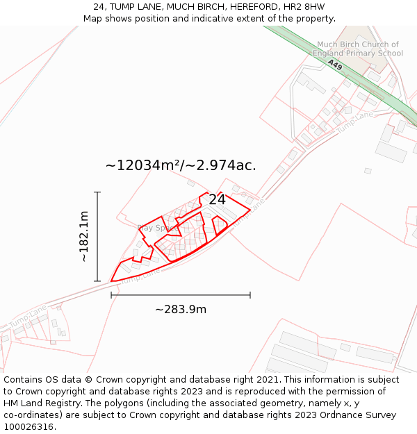 24, TUMP LANE, MUCH BIRCH, HEREFORD, HR2 8HW: Plot and title map