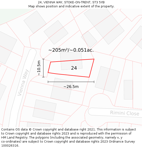 24, VIENNA WAY, STOKE-ON-TRENT, ST3 5YB: Plot and title map
