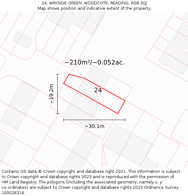 24, WAYSIDE GREEN, WOODCOTE, READING, RG8 0QJ: Plot and title map