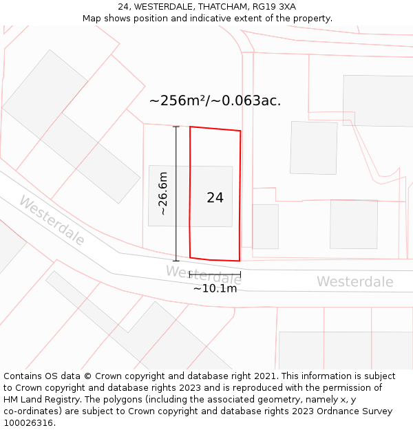 24, WESTERDALE, THATCHAM, RG19 3XA: Plot and title map