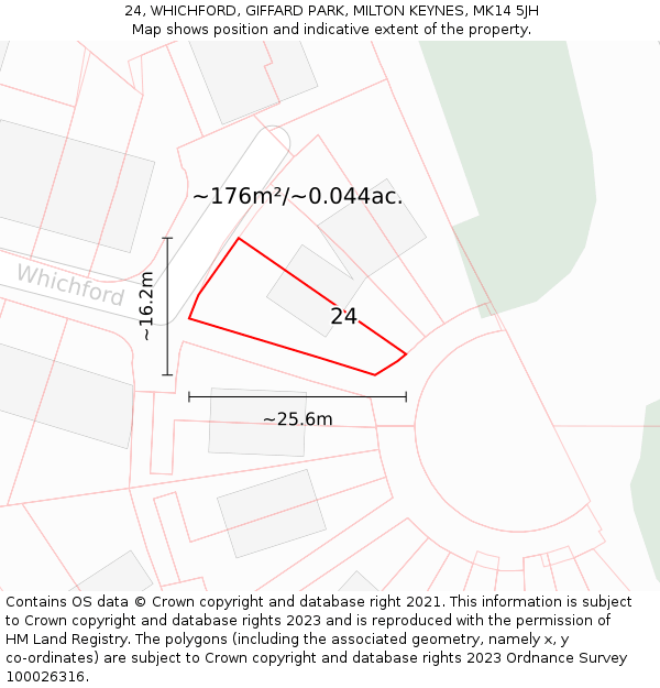 24, WHICHFORD, GIFFARD PARK, MILTON KEYNES, MK14 5JH: Plot and title map