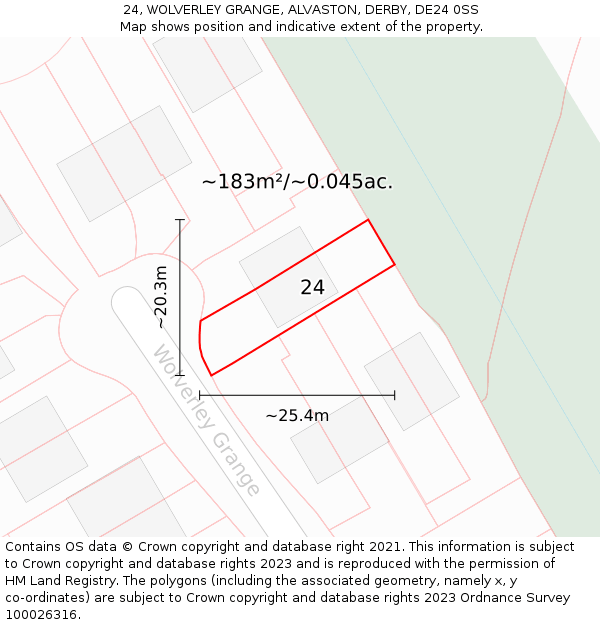 24, WOLVERLEY GRANGE, ALVASTON, DERBY, DE24 0SS: Plot and title map