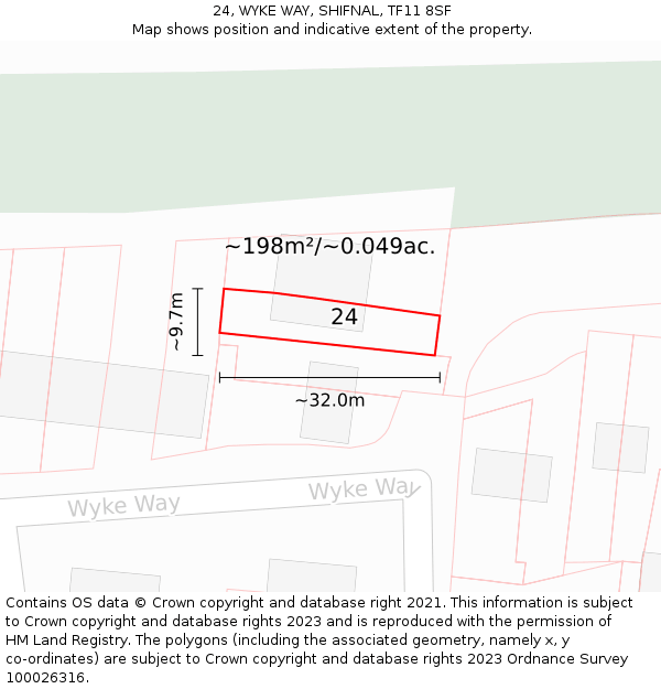 24, WYKE WAY, SHIFNAL, TF11 8SF: Plot and title map