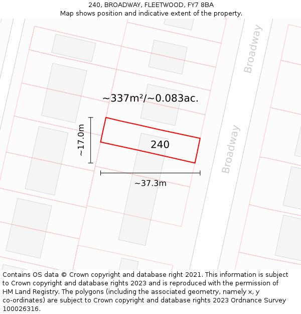 240, BROADWAY, FLEETWOOD, FY7 8BA: Plot and title map