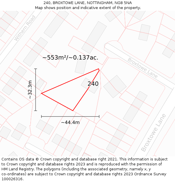 240, BROXTOWE LANE, NOTTINGHAM, NG8 5NA: Plot and title map