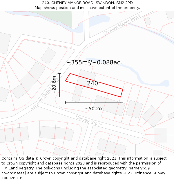 240, CHENEY MANOR ROAD, SWINDON, SN2 2PD: Plot and title map