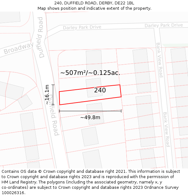 240, DUFFIELD ROAD, DERBY, DE22 1BL: Plot and title map