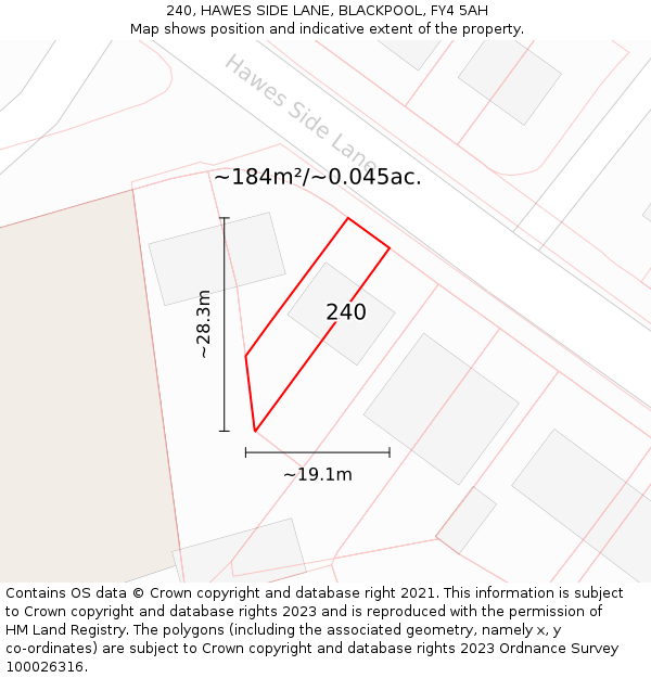 240, HAWES SIDE LANE, BLACKPOOL, FY4 5AH: Plot and title map