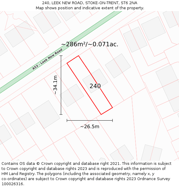 240, LEEK NEW ROAD, STOKE-ON-TRENT, ST6 2NA: Plot and title map