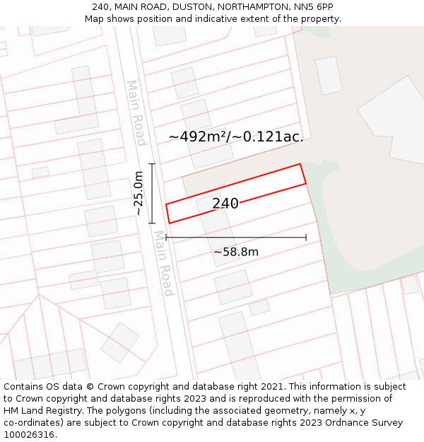 240, MAIN ROAD, DUSTON, NORTHAMPTON, NN5 6PP: Plot and title map