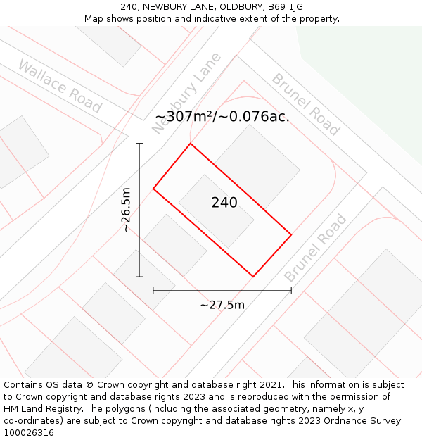 240, NEWBURY LANE, OLDBURY, B69 1JG: Plot and title map