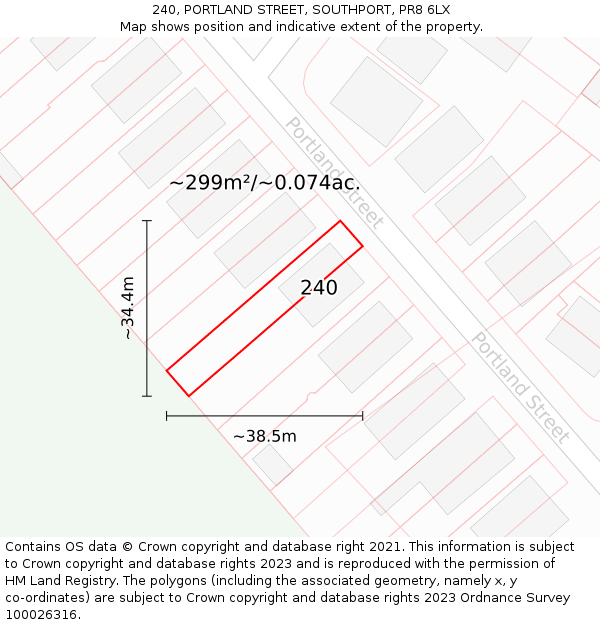 240, PORTLAND STREET, SOUTHPORT, PR8 6LX: Plot and title map