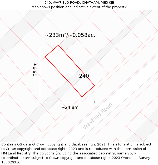 240, WAYFIELD ROAD, CHATHAM, ME5 0JB: Plot and title map