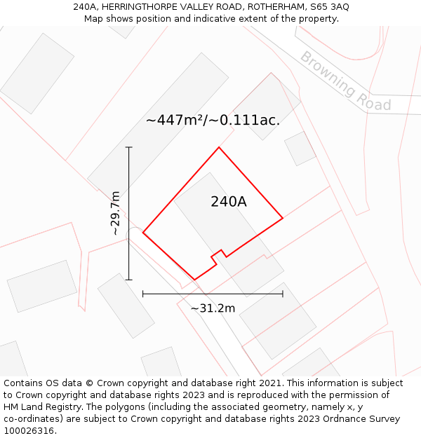 240A, HERRINGTHORPE VALLEY ROAD, ROTHERHAM, S65 3AQ: Plot and title map