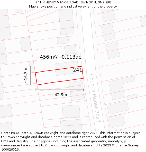 241, CHENEY MANOR ROAD, SWINDON, SN2 2PE: Plot and title map