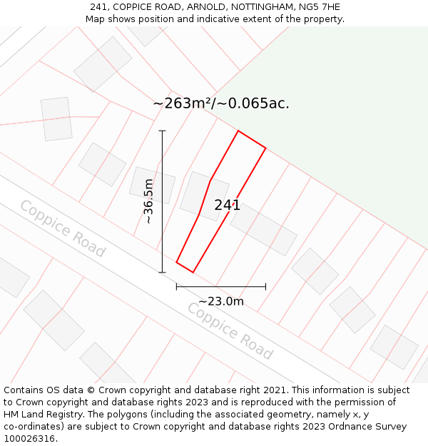 241, COPPICE ROAD, ARNOLD, NOTTINGHAM, NG5 7HE: Plot and title map