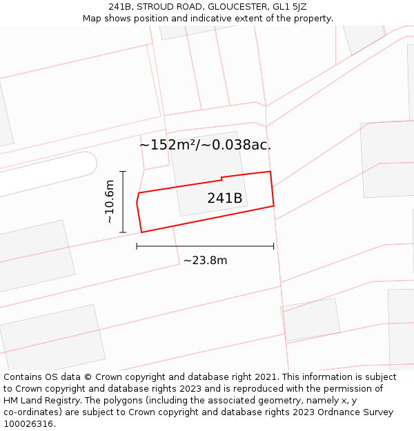 241B, STROUD ROAD, GLOUCESTER, GL1 5JZ: Plot and title map