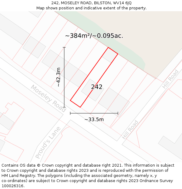 242, MOSELEY ROAD, BILSTON, WV14 6JQ: Plot and title map