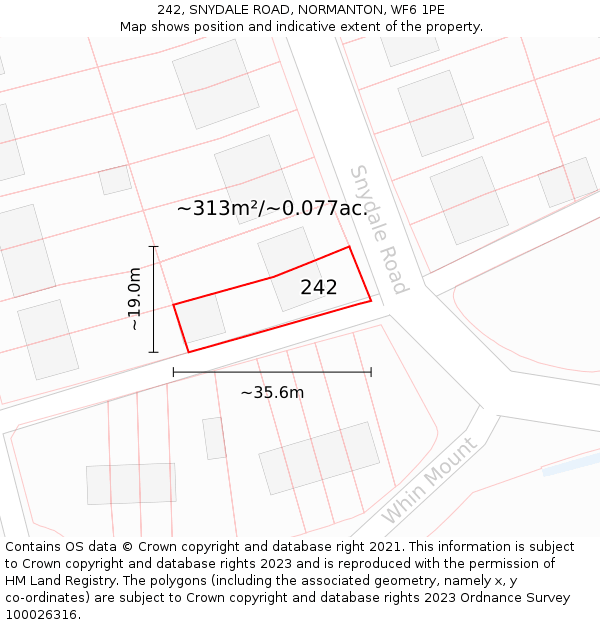 242, SNYDALE ROAD, NORMANTON, WF6 1PE: Plot and title map