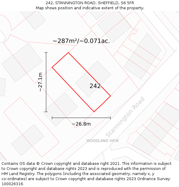 242, STANNINGTON ROAD, SHEFFIELD, S6 5FR: Plot and title map