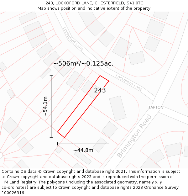 243, LOCKOFORD LANE, CHESTERFIELD, S41 0TG: Plot and title map