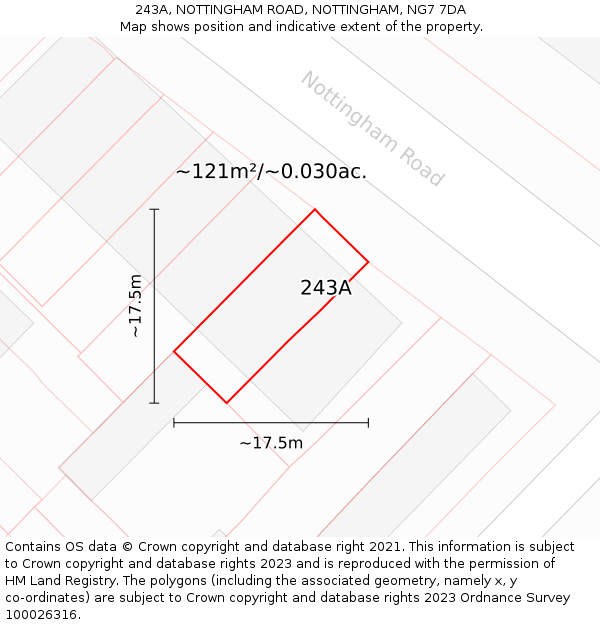 243A, NOTTINGHAM ROAD, NOTTINGHAM, NG7 7DA: Plot and title map