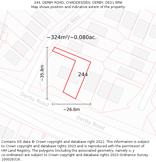 244, DERBY ROAD, CHADDESDEN, DERBY, DE21 6RW: Plot and title map