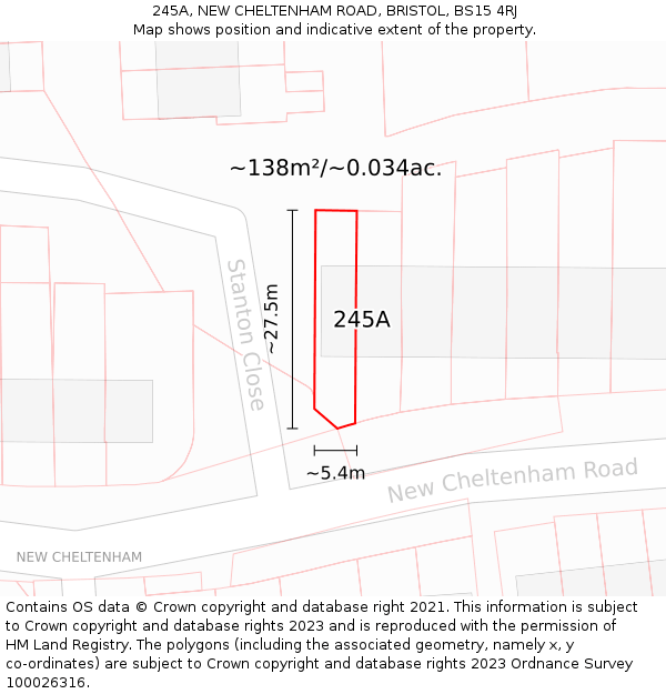 245A, NEW CHELTENHAM ROAD, BRISTOL, BS15 4RJ: Plot and title map