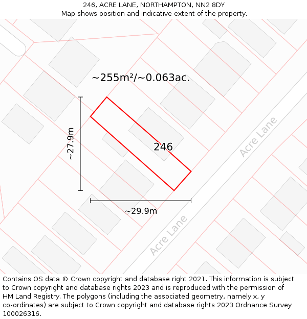 246, ACRE LANE, NORTHAMPTON, NN2 8DY: Plot and title map