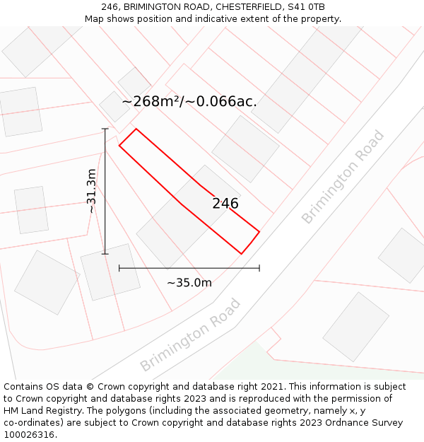 246, BRIMINGTON ROAD, CHESTERFIELD, S41 0TB: Plot and title map