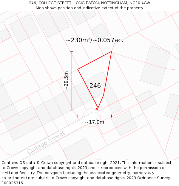 246, COLLEGE STREET, LONG EATON, NOTTINGHAM, NG10 4GW: Plot and title map