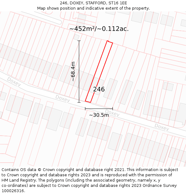 246, DOXEY, STAFFORD, ST16 1EE: Plot and title map