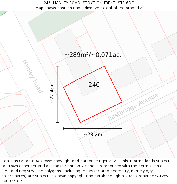 246, HANLEY ROAD, STOKE-ON-TRENT, ST1 6DG: Plot and title map