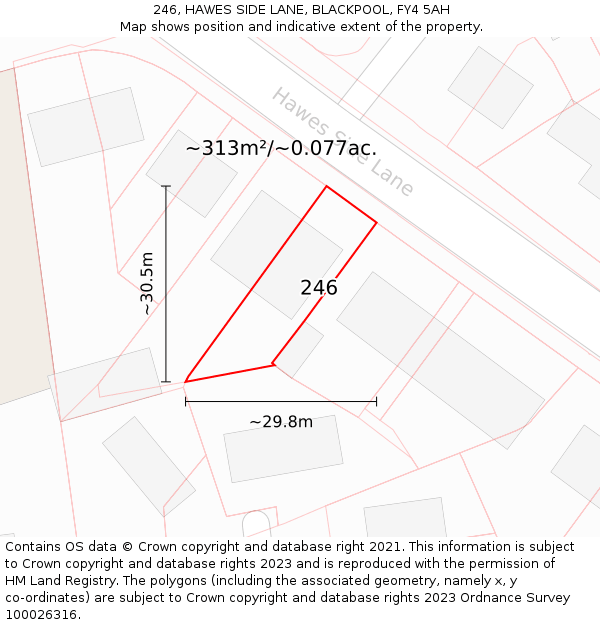 246, HAWES SIDE LANE, BLACKPOOL, FY4 5AH: Plot and title map