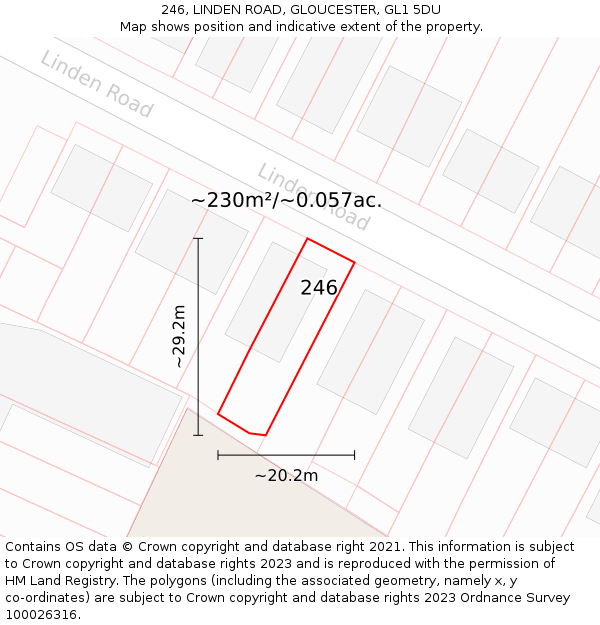 246, LINDEN ROAD, GLOUCESTER, GL1 5DU: Plot and title map