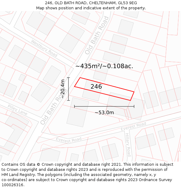 246, OLD BATH ROAD, CHELTENHAM, GL53 9EG: Plot and title map