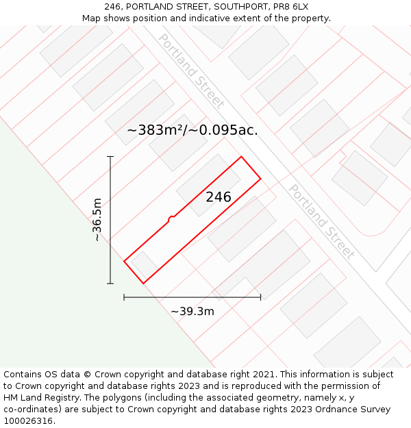 246, PORTLAND STREET, SOUTHPORT, PR8 6LX: Plot and title map