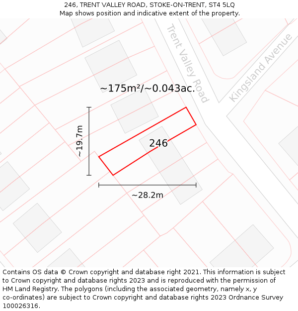 246, TRENT VALLEY ROAD, STOKE-ON-TRENT, ST4 5LQ: Plot and title map