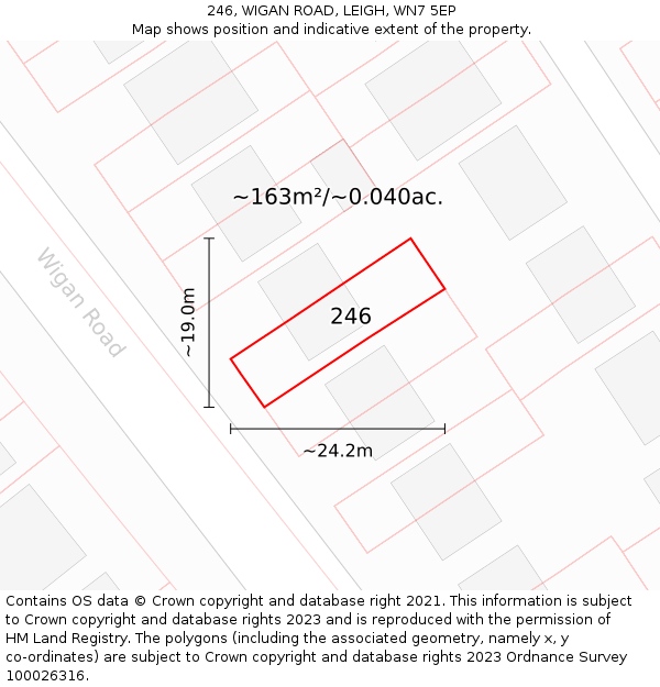 246, WIGAN ROAD, LEIGH, WN7 5EP: Plot and title map