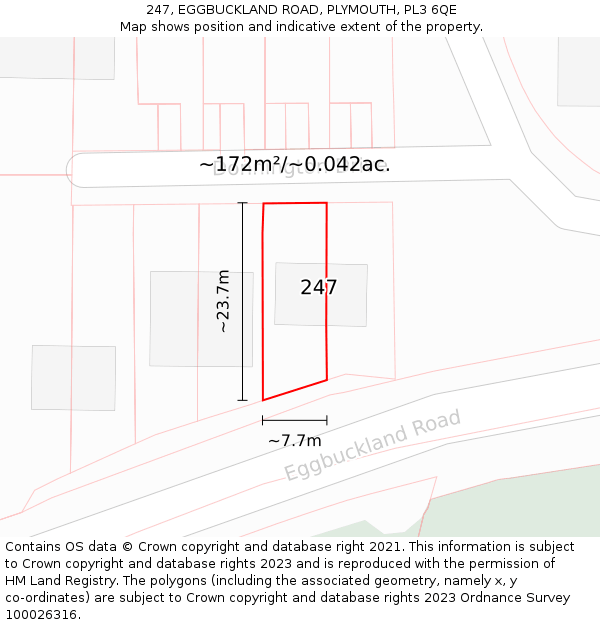 247, EGGBUCKLAND ROAD, PLYMOUTH, PL3 6QE: Plot and title map
