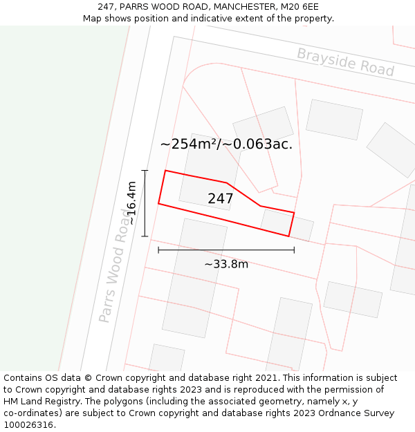 247, PARRS WOOD ROAD, MANCHESTER, M20 6EE: Plot and title map