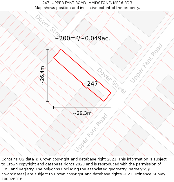 247, UPPER FANT ROAD, MAIDSTONE, ME16 8DB: Plot and title map