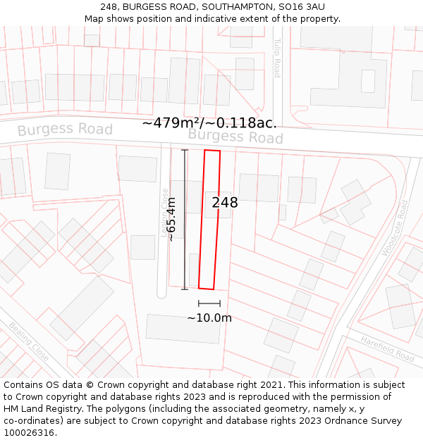 248, BURGESS ROAD, SOUTHAMPTON, SO16 3AU: Plot and title map