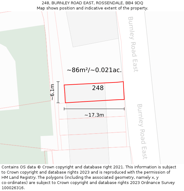 248, BURNLEY ROAD EAST, ROSSENDALE, BB4 9DQ: Plot and title map