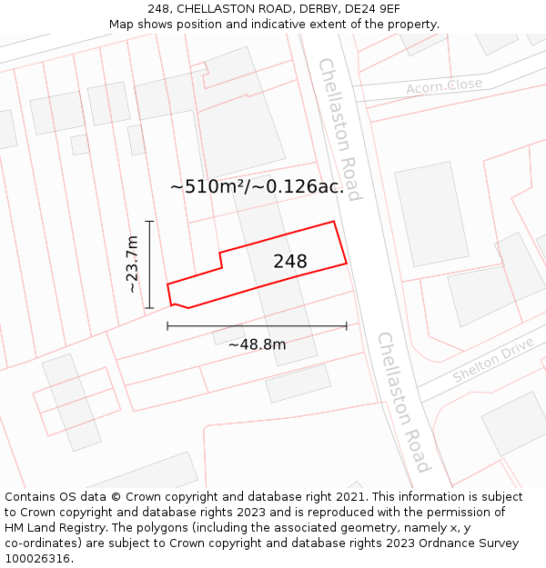 248, CHELLASTON ROAD, DERBY, DE24 9EF: Plot and title map